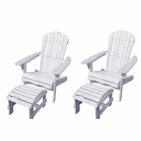 CONSERVATORIO 42 in. Adirondack Chair with Ottoman, White - Set of 2 CO3276126